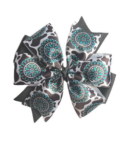 Cow Turquoise Ribbon Bow