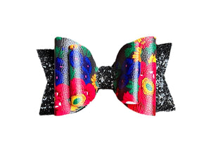 Black Masani Floral Faux Leather Bow