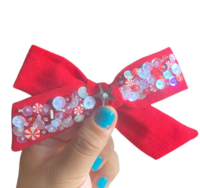Peppermint Sequined Bow
