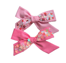 Cotton Candy Conversation Hearts Sequined Bow