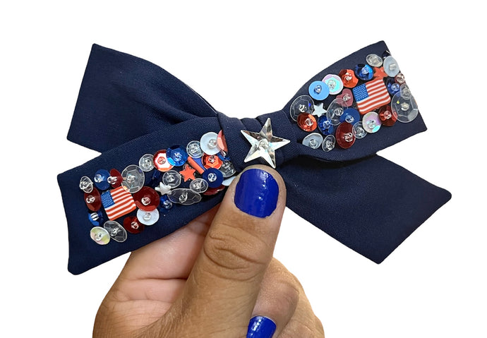 Flag Sequins Bow