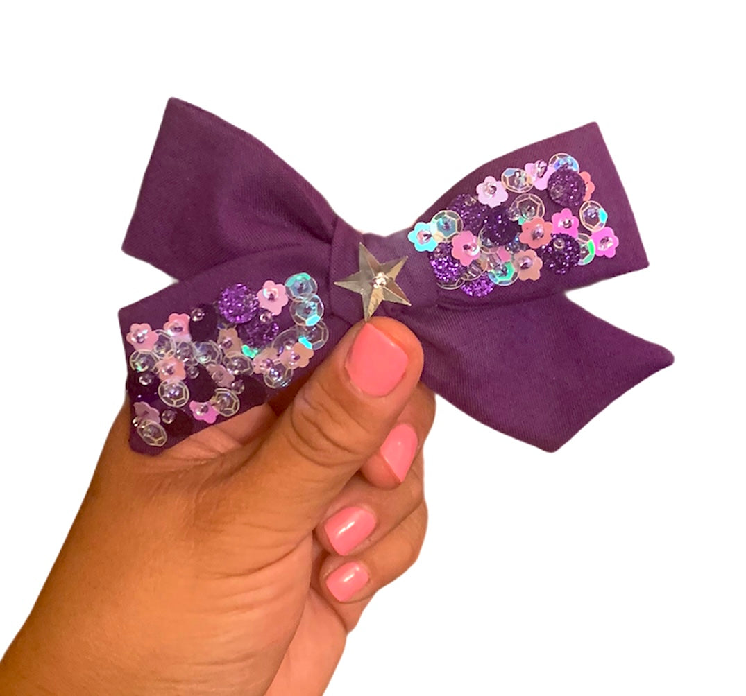 Purple Sequined Bow