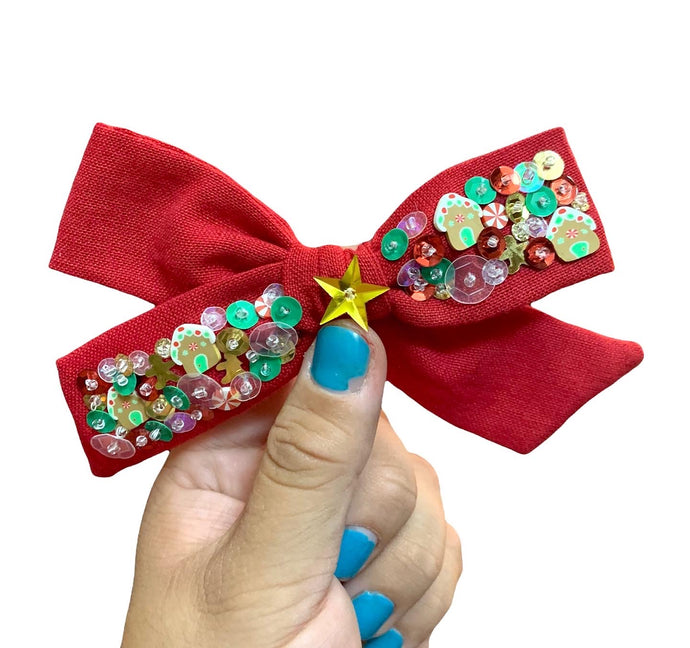 Gingerbread Sequined Bow