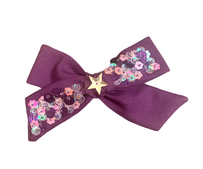 Purple Sequined Bow